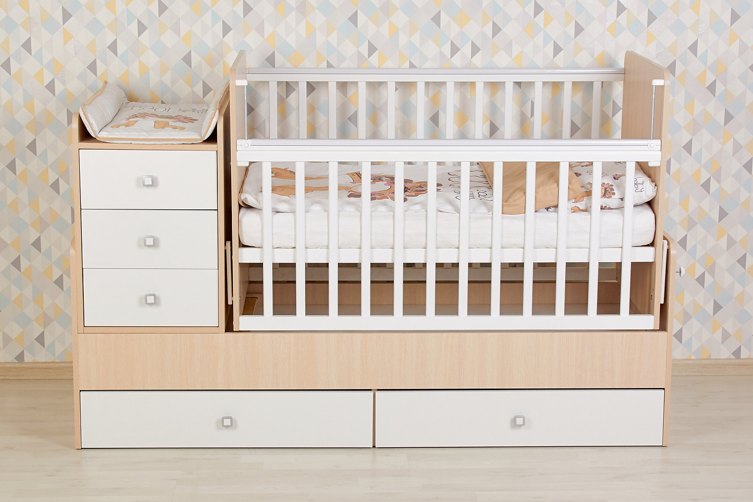 Кровать детская Фея 1100 дуб пастельный / белый