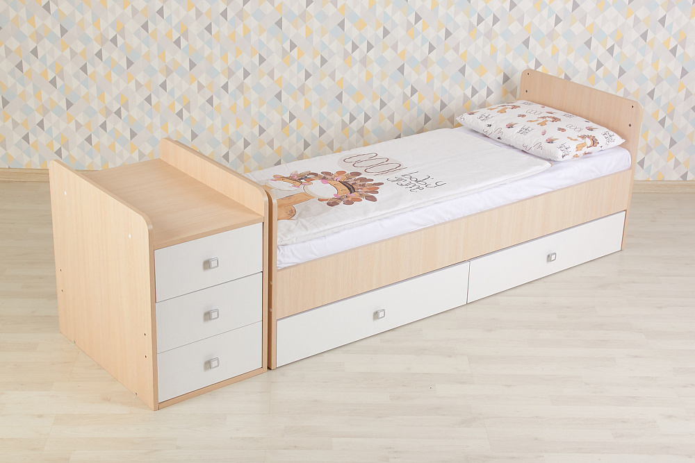 Кровать детская Фея 1100 дуб пастельный / белый