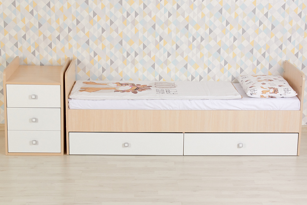 Кровать детская Фея 1100 дуб пастельный / белый
