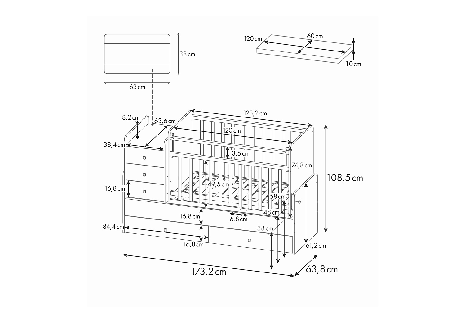 Кровать детская Фея 1100 дуб пастельный / белый
