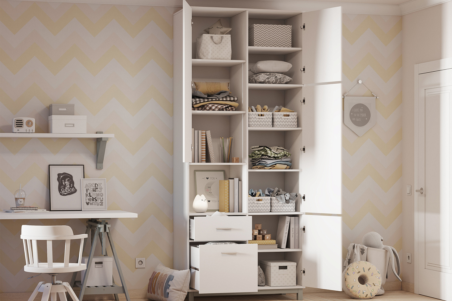 Шкаф двухсекционный Polini kids Mirum 2320 белый