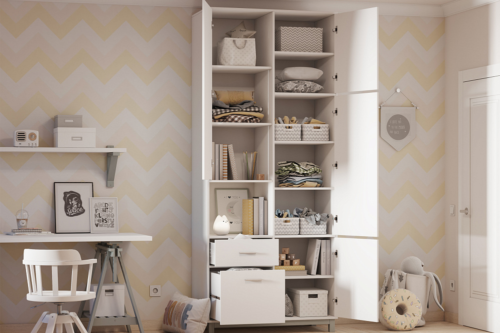 Шкаф двухсекционный Polini kids Mirum 2320 белый
