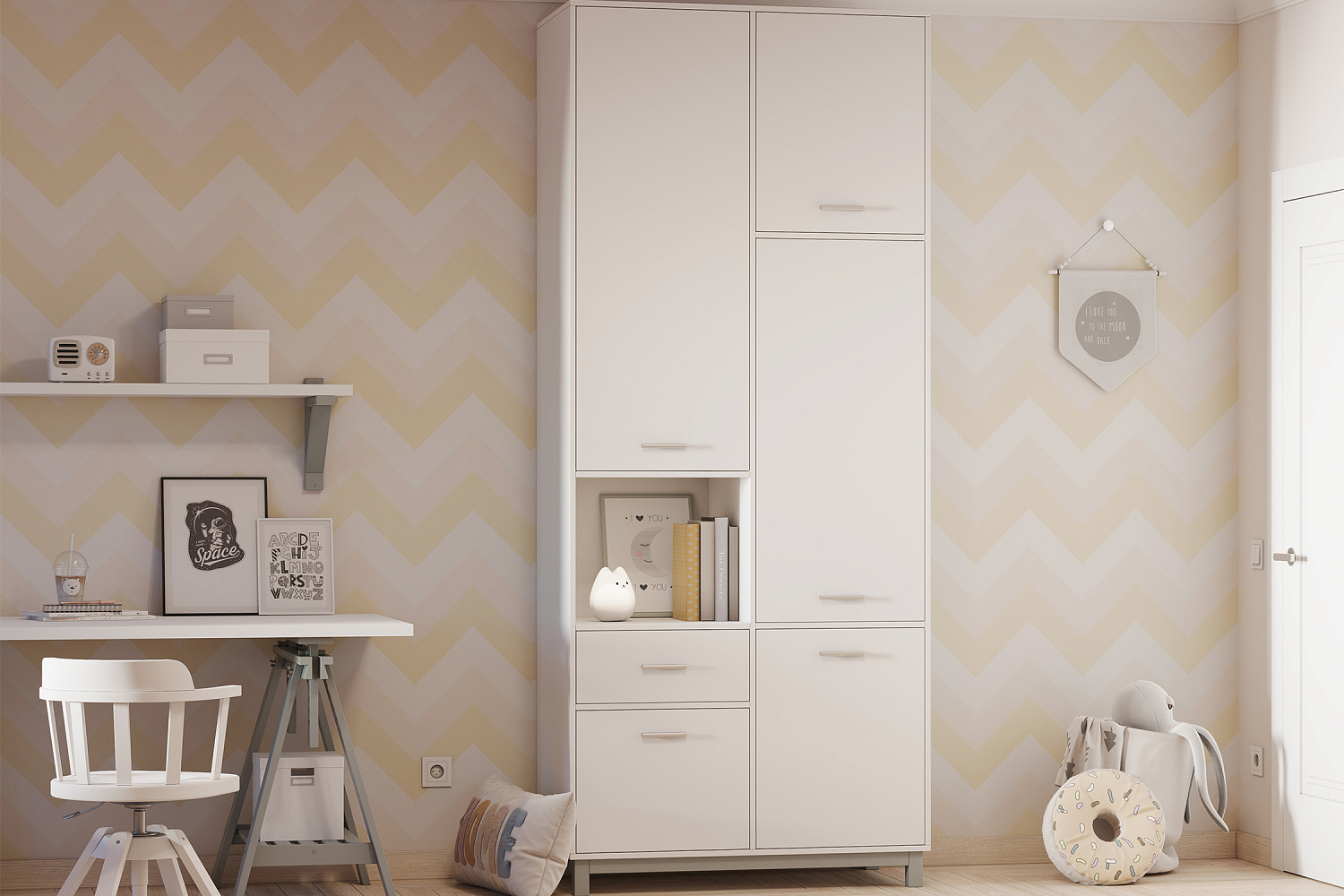 Шкаф двухсекционный Polini kids Mirum 2320 белый