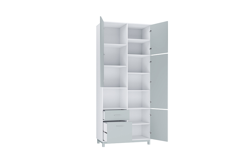 Шкаф двухсекционный Polini kids Mirum 2320 белый / серый