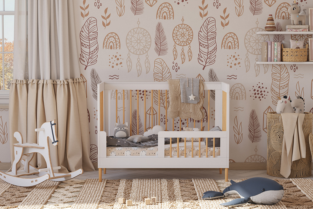 Кроватка детская Polini kids Simple 360 белый / натуральный