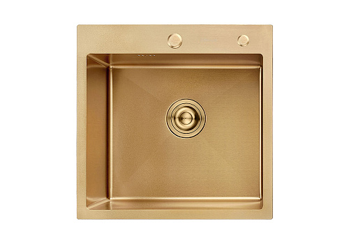 Мойка квадратная врезная из нержавеющей стали 50 см, золотой сатин