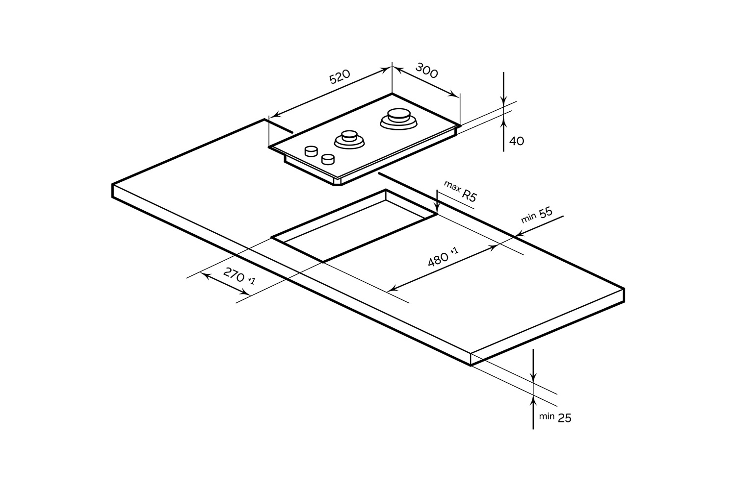 Газовая варочная поверхность GVS 321 IX