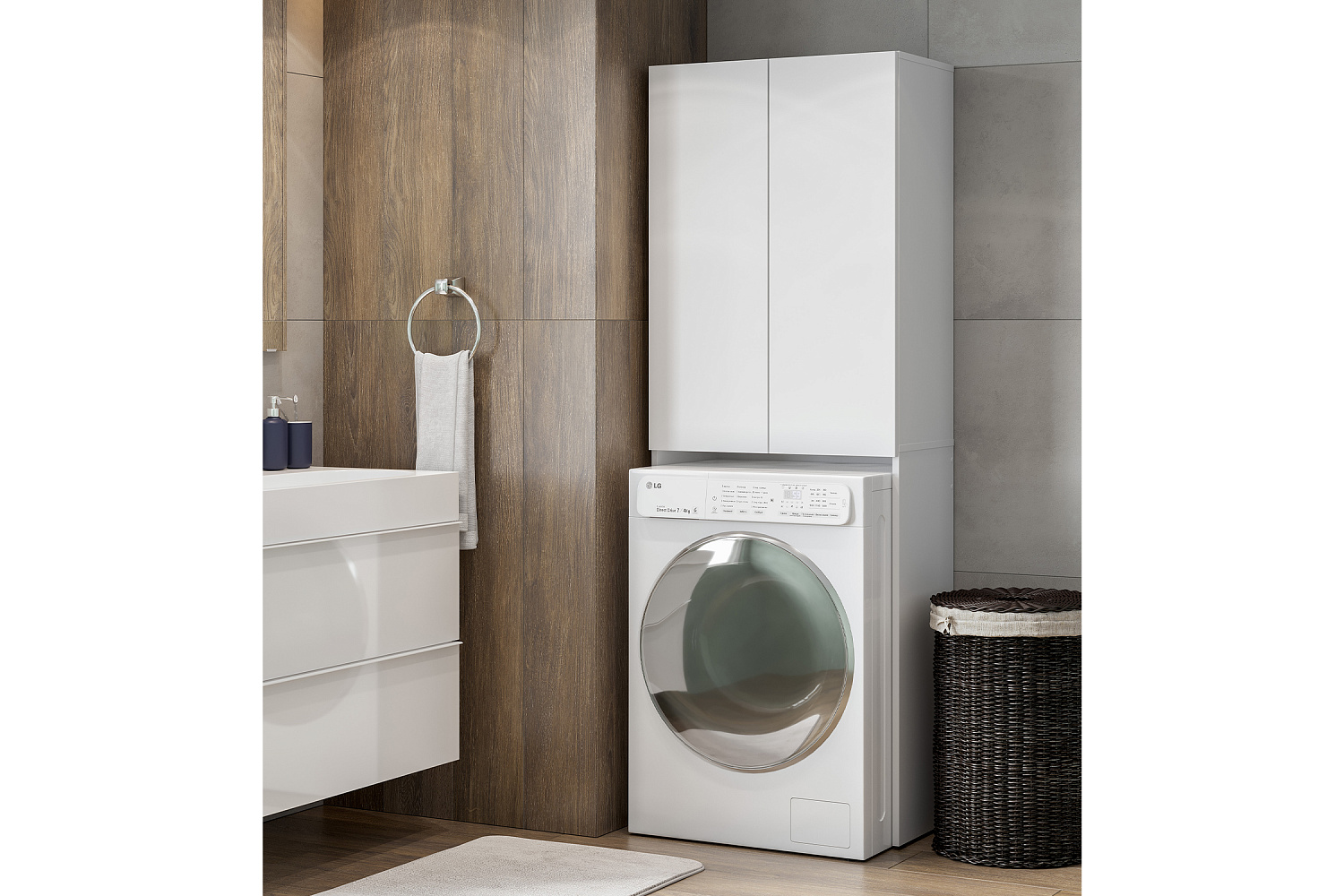 Шкаф Дори белый текстурный