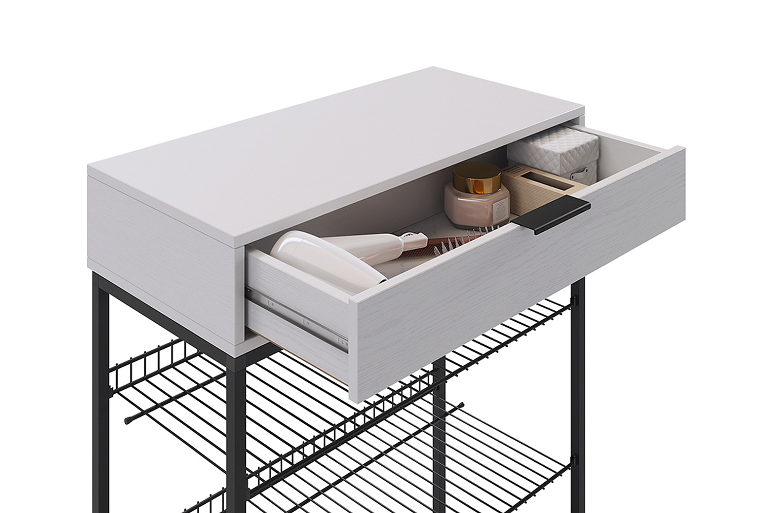 Обувница Краш черный муар / белое дерево