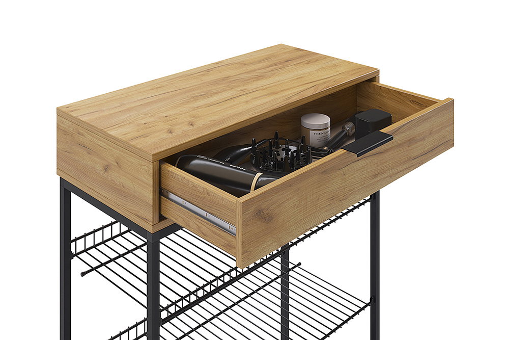 Обувница Краш черный муар / дуб крафт золотой