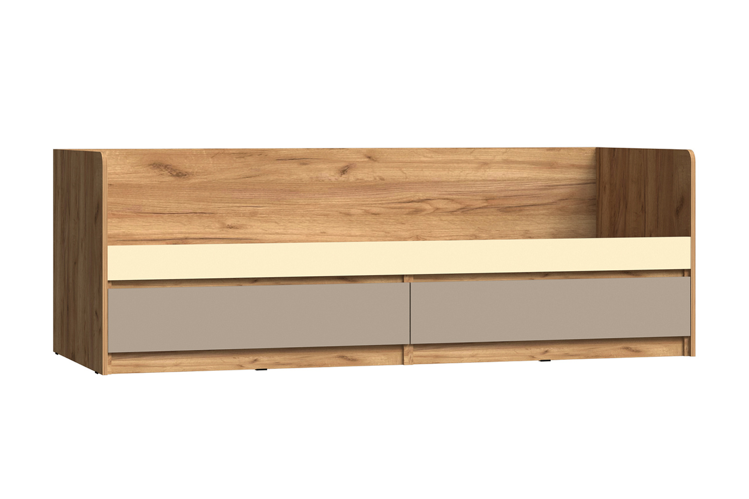 Кровать с ящиками Челси Color дуб крафт / слоновая кость / глиняный серый