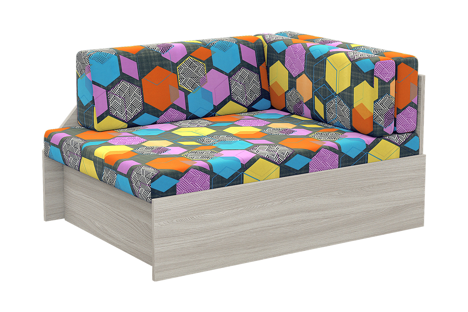 Диван выкатной №1 ясень шимо светлый / принт геометрия