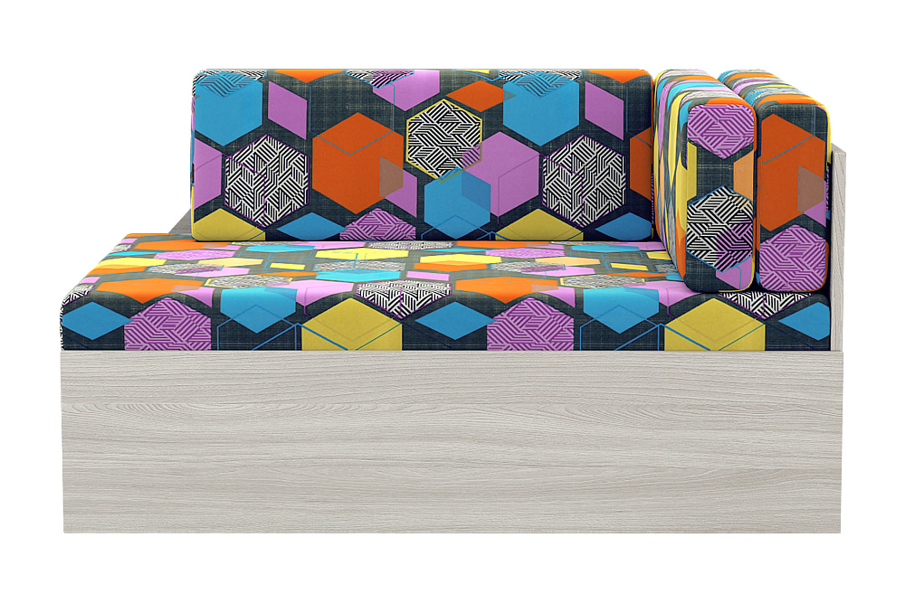 Диван выкатной №1 ясень шимо светлый / принт геометрия