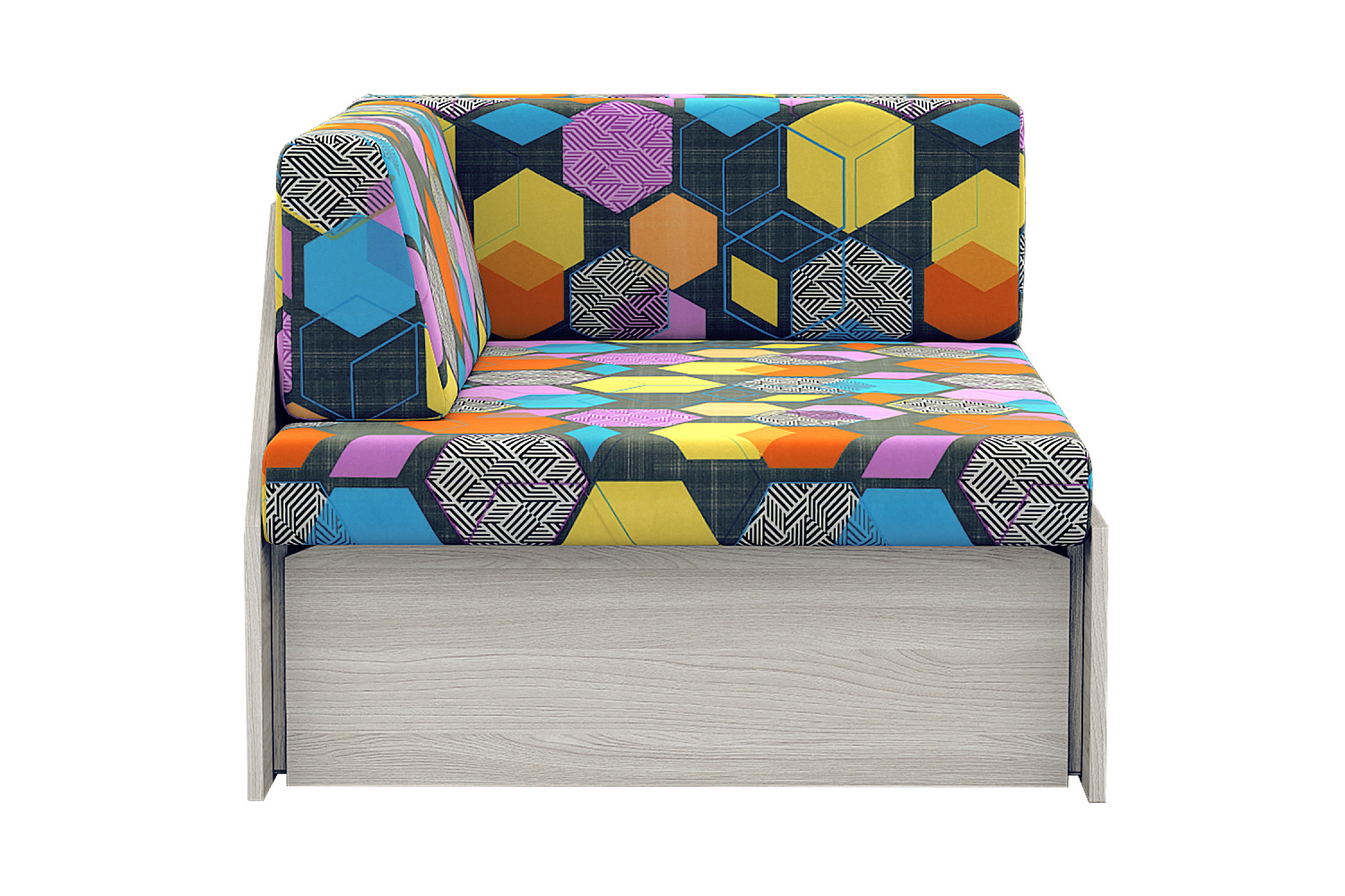 Диван выкатной №1 ясень шимо светлый / принт геометрия