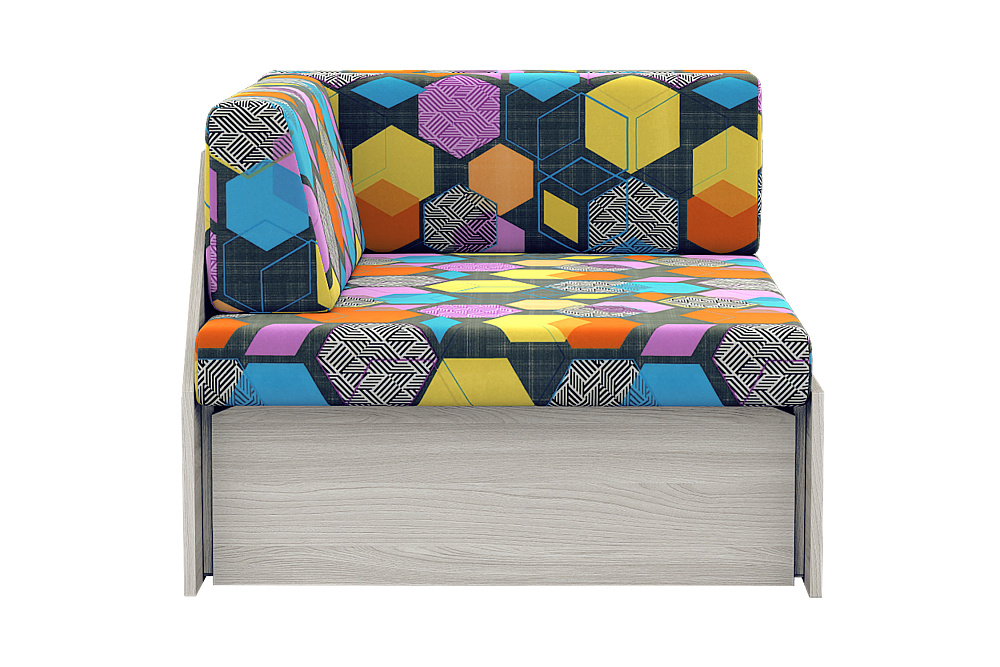 Диван выкатной №1 ясень шимо светлый / принт геометрия