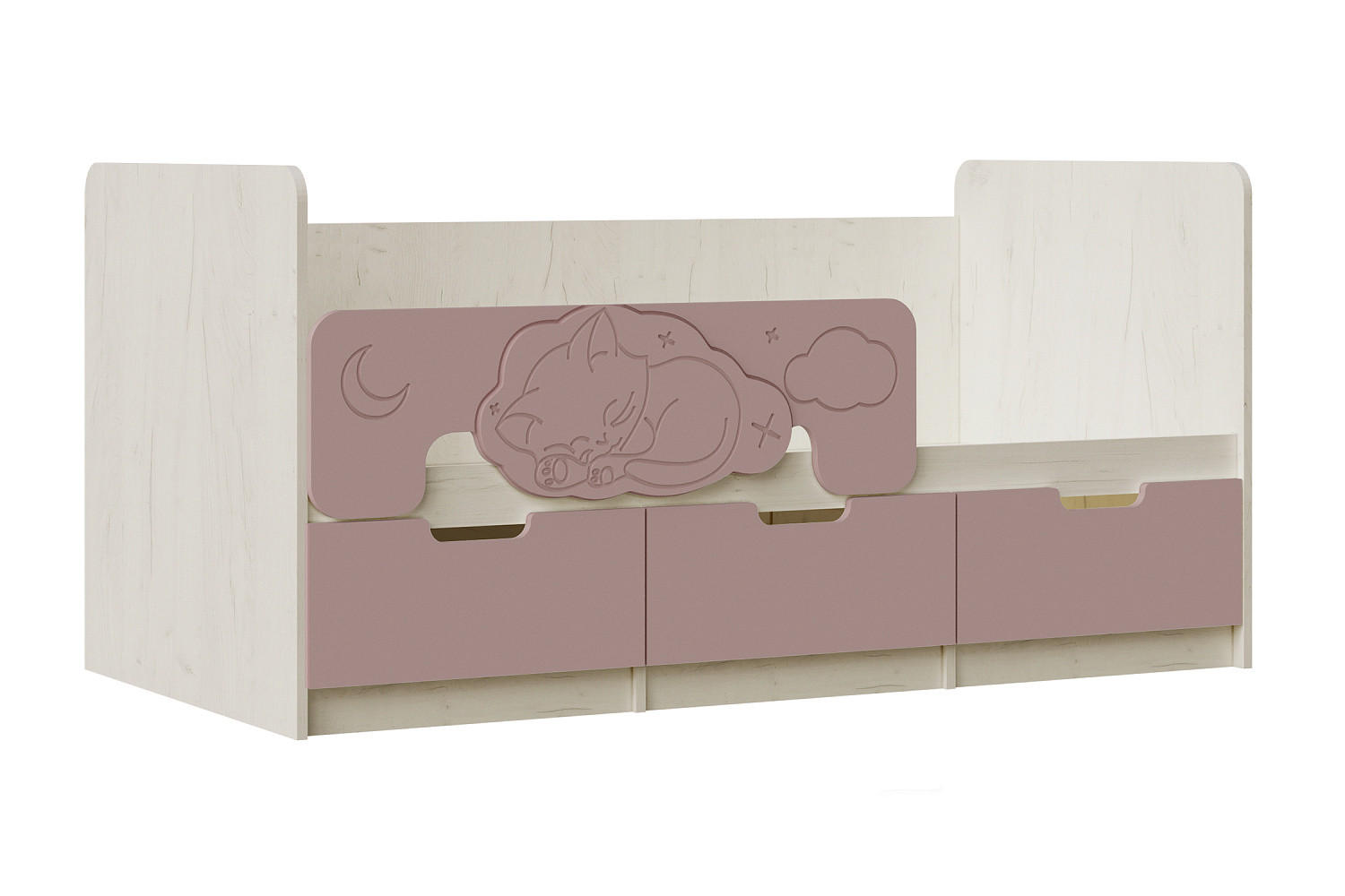 Кровать Юниор-4 шарли розовый / дуб крафт белый