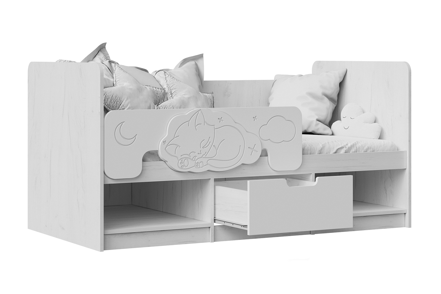 Кровать Юниор-4 шарли бриз / дуб крафт белый