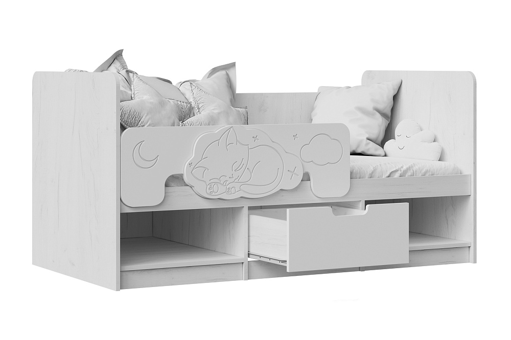 Кровать Юниор-4 шарли бриз / дуб крафт белый