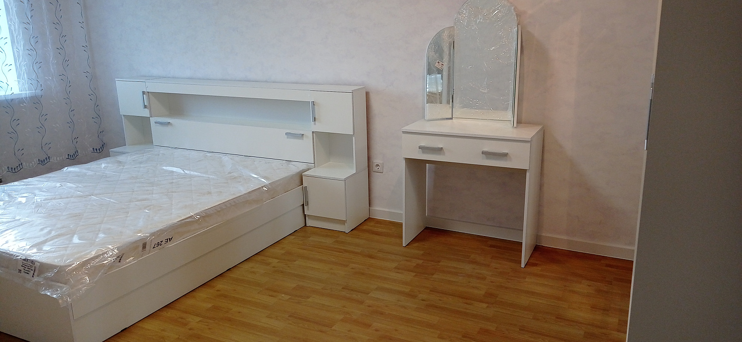 Кровать Бассо 1.6 м с надстройкой и тумбами дуб крафт / графит