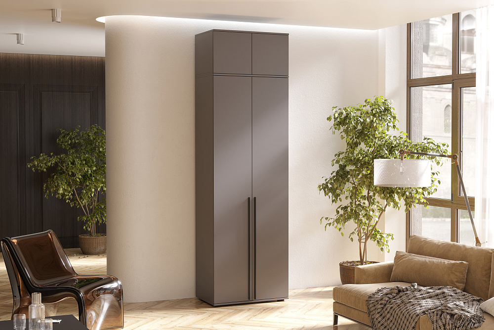 Шкаф 2-х створчатый с антресолью Норд графит