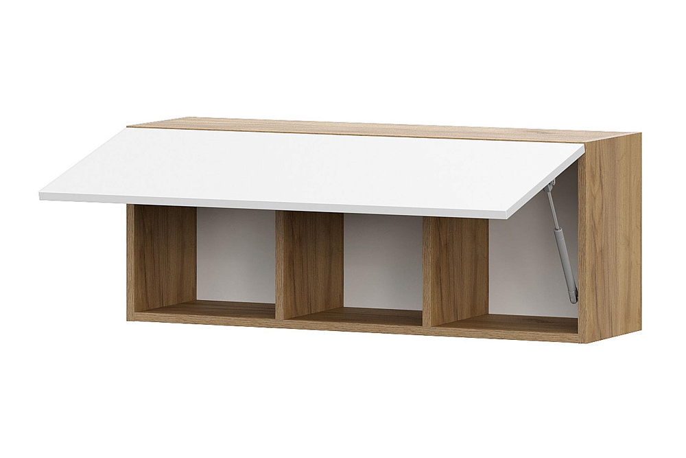 Шкаф навесной Ливенто дуб золотой / белый матовый