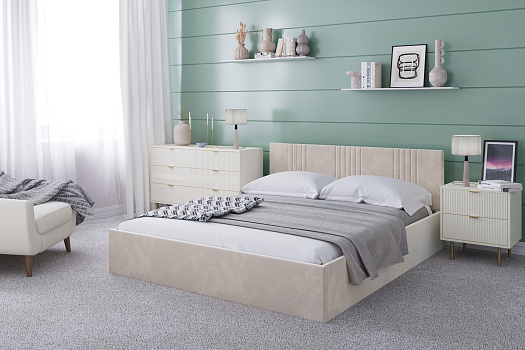 Кровать Амелия велюр бежевый