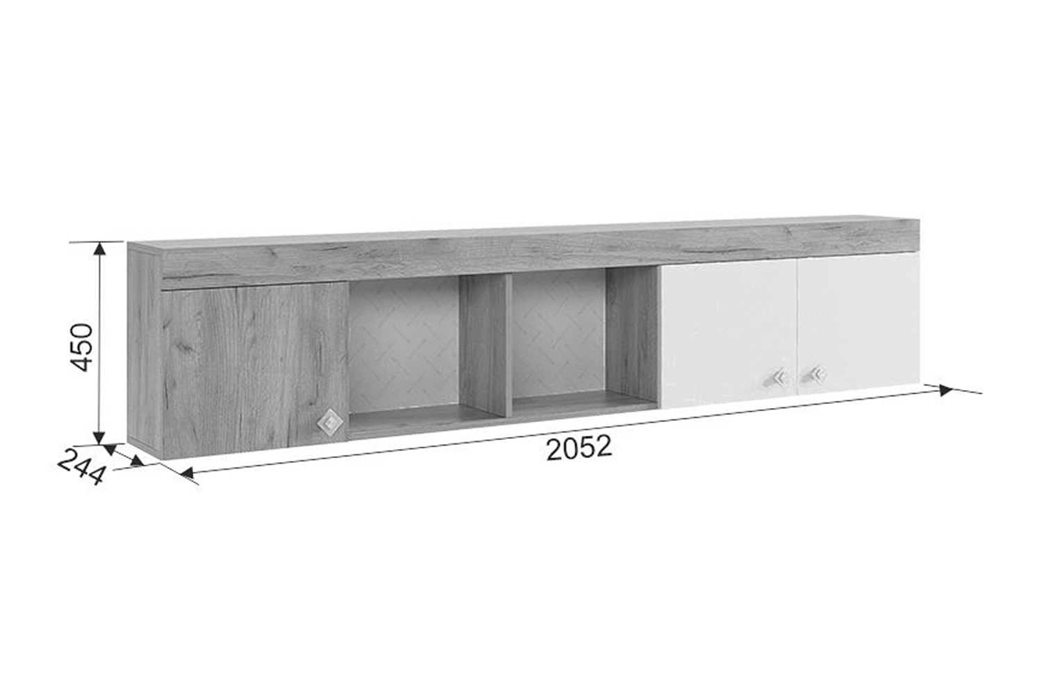 Полка навесная Форсаж дуб крафт золотой / белый