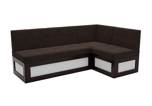 Кухонный угловой диван дельфин Нотис микровелюр коричневый