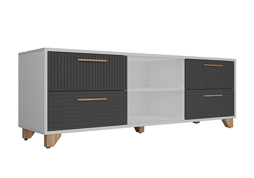 ТВ-тумба с нишей Копенгаген белая / серый графит