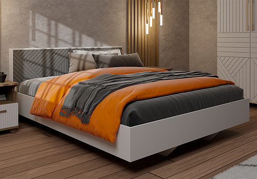 Кровать парящая Копенгаген 1.6 м белая / серый графит