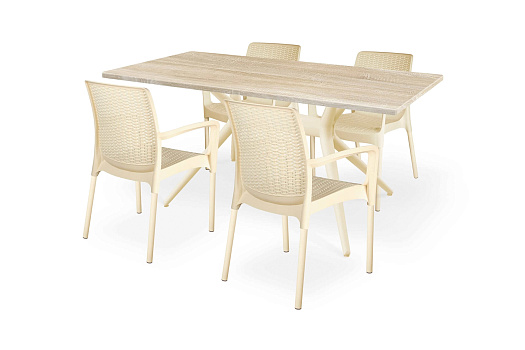 Обеденная группа SHT-DS164 дуб сонома светлый / бежевый / светлый орех