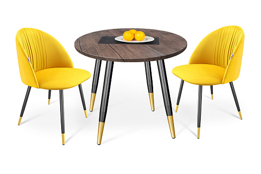 Обеденная группа SHT-DS167 палисандр / имперский желтый / черный муар / золото