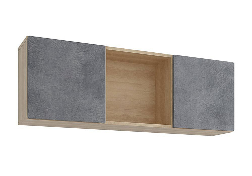 Полка навесная Киото дуб небраска / бетон темный