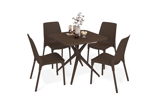 Обеденная группа SHT-DS206 коричневый / коричневый муар
