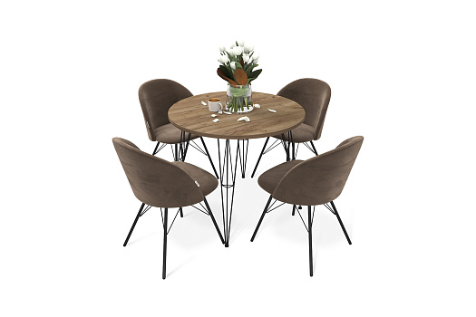 Обеденная группа SHT-DS238 дуб галифакс табак / кофейный ликер / черный муар