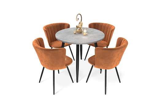 Обеденная группа SHT-DS239 бетон чикаго светло-серый / песчаная буря / черный муар