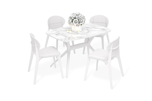 Обеденная группа SHT-DS267 белый мрамор / белый