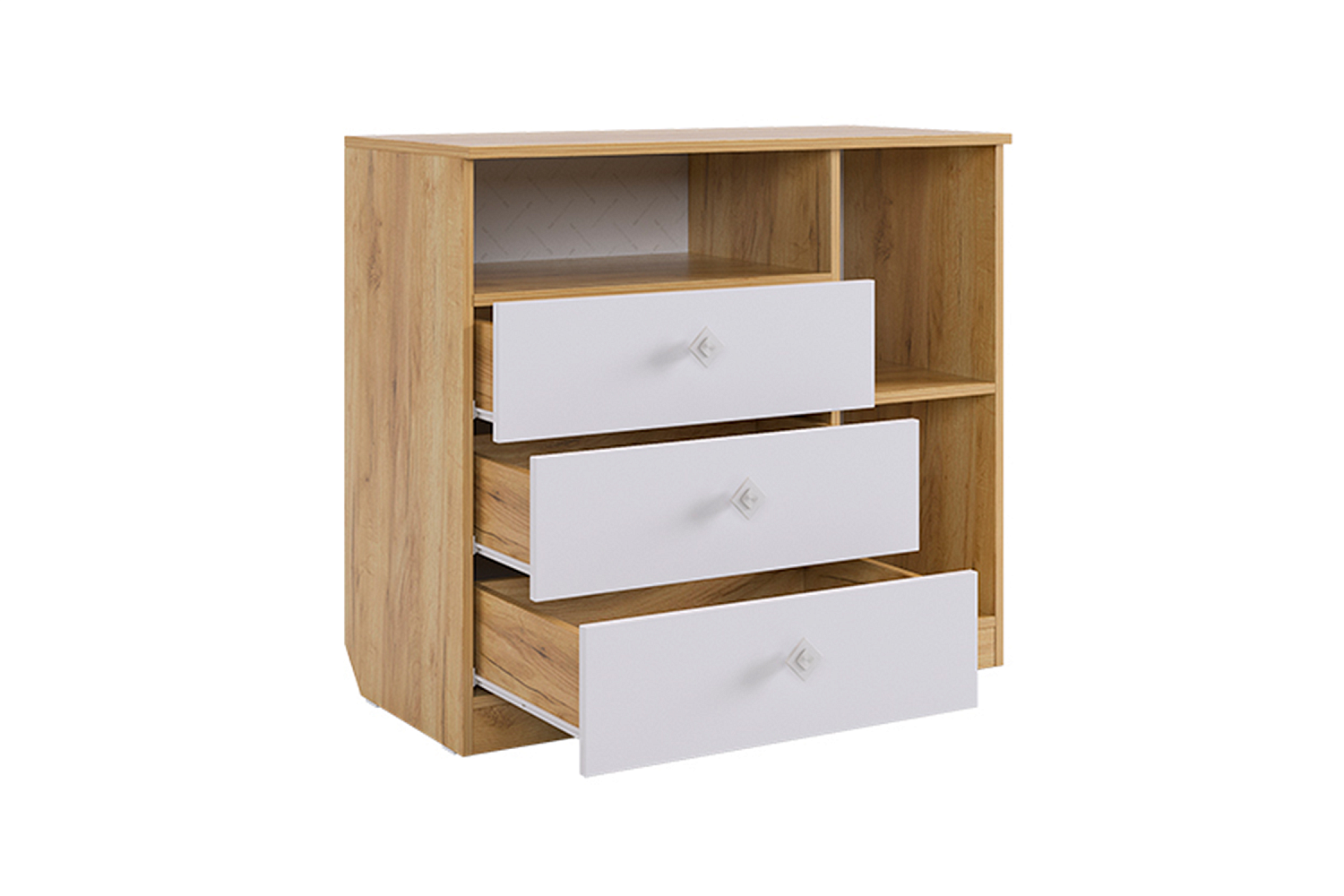 Комод Форсаж дуб крафт золотой / белый