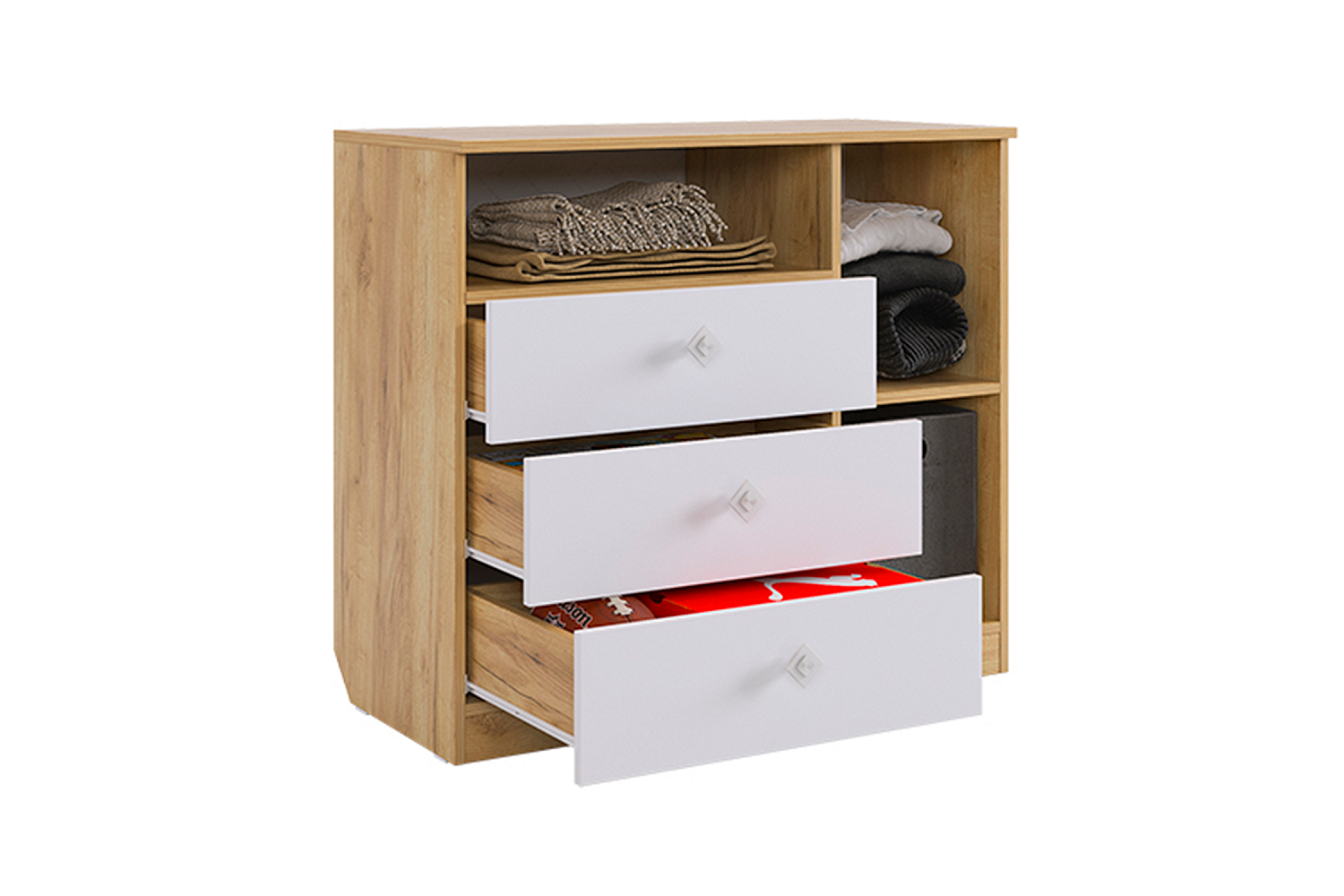 Комод Форсаж дуб крафт золотой / белый