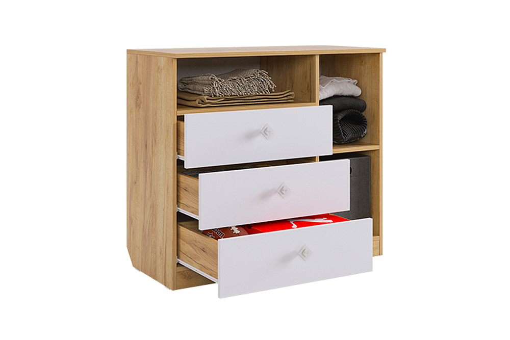 Комод Форсаж дуб крафт золотой / белый