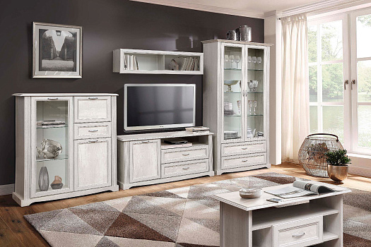 Модульная гостиная Сохо бетон пайн белый