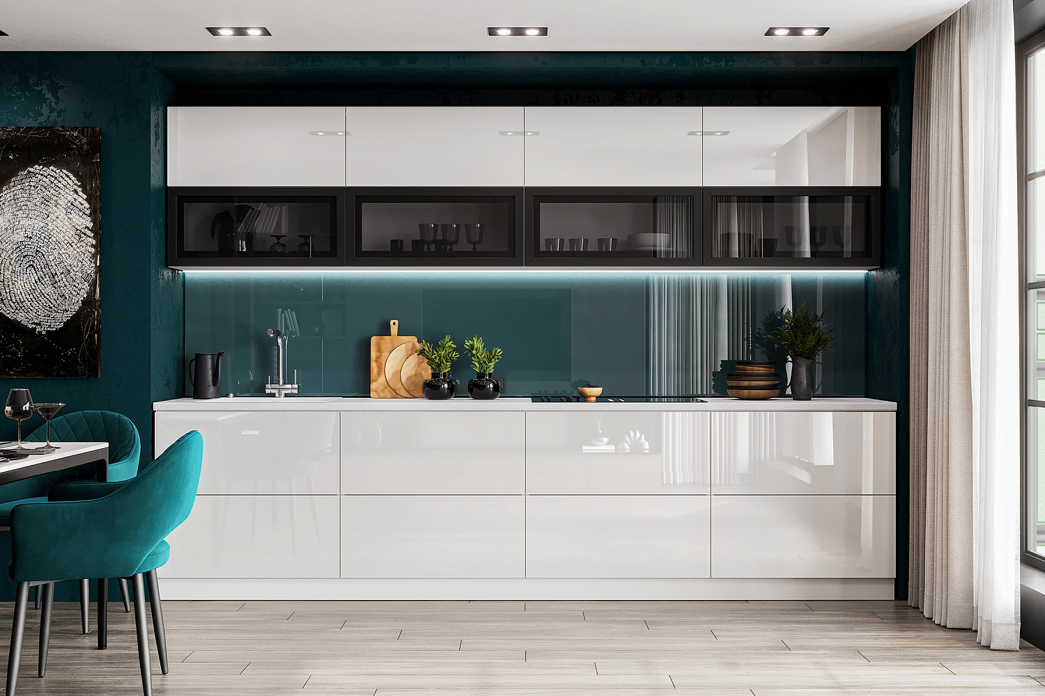 Модульная кухня Монора белоснежный глянец