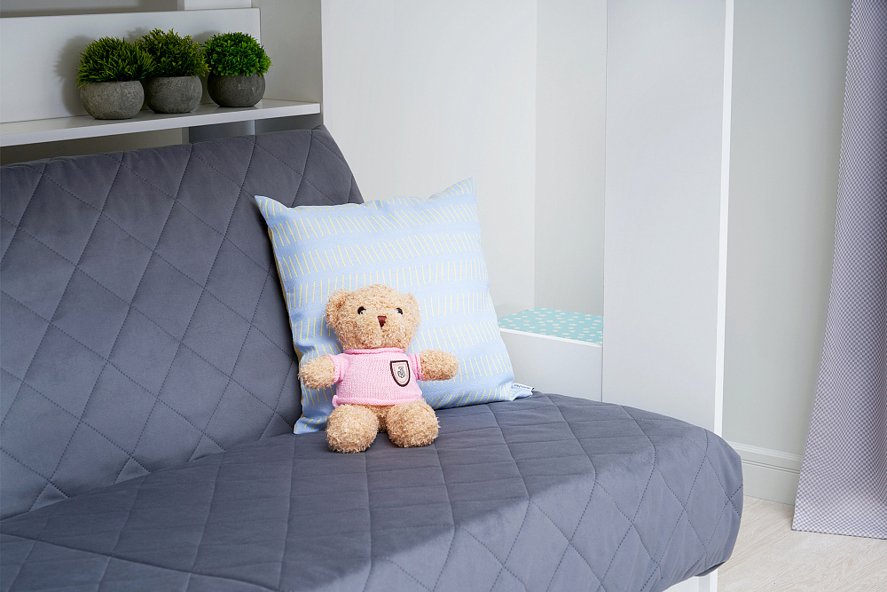 Двухъярусная кровать с диван-кроватью темно-серый / белый