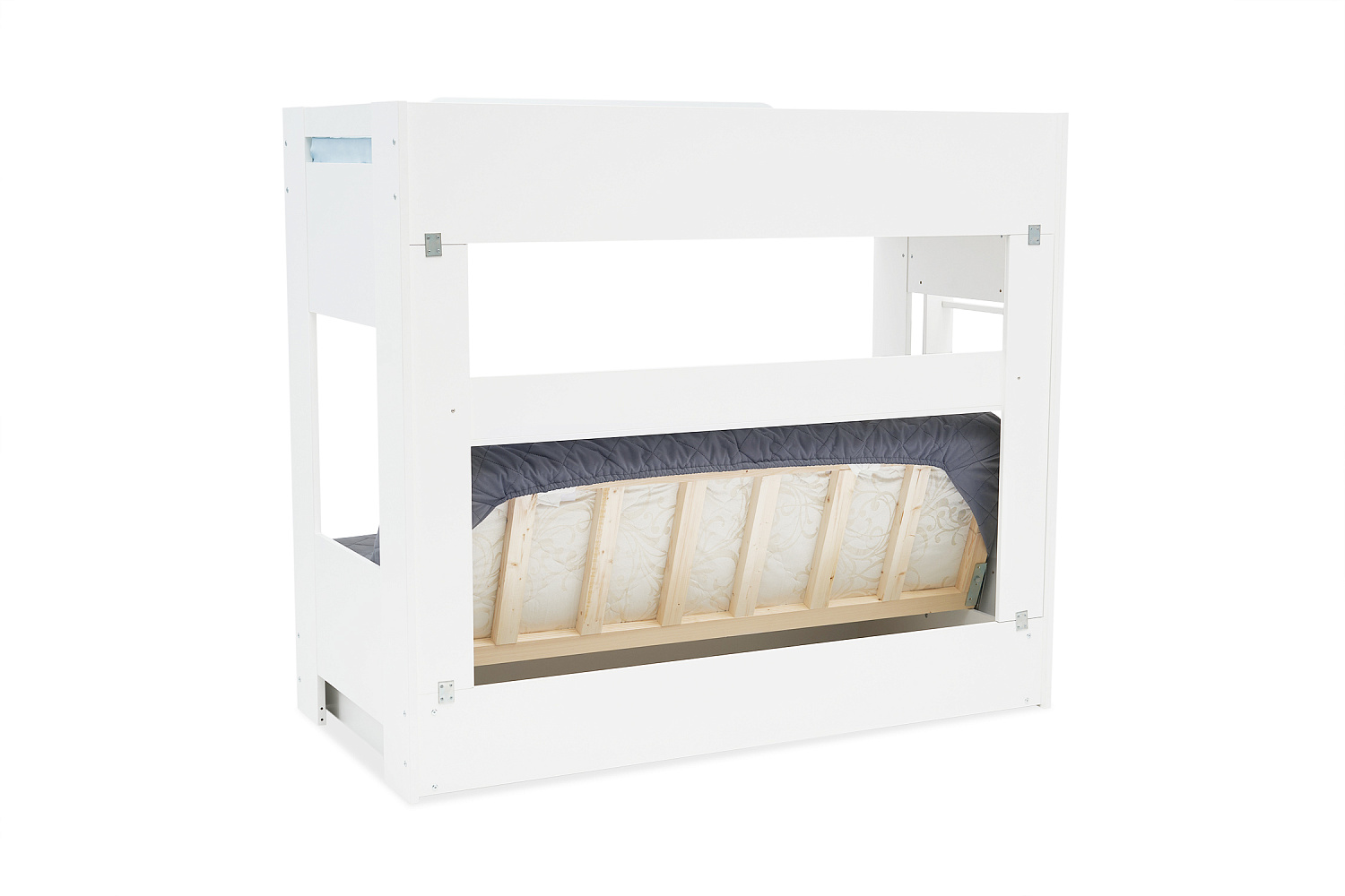 Двухъярусная кровать с диван-кроватью темно-серый / белый