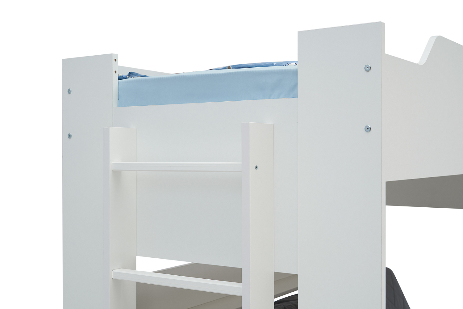 Двухъярусная кровать с диван-кроватью темно-серый / белый