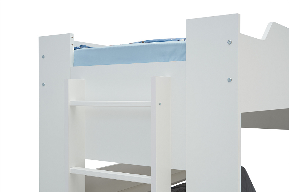Двухъярусная кровать с диван-кроватью темно-серый / белый