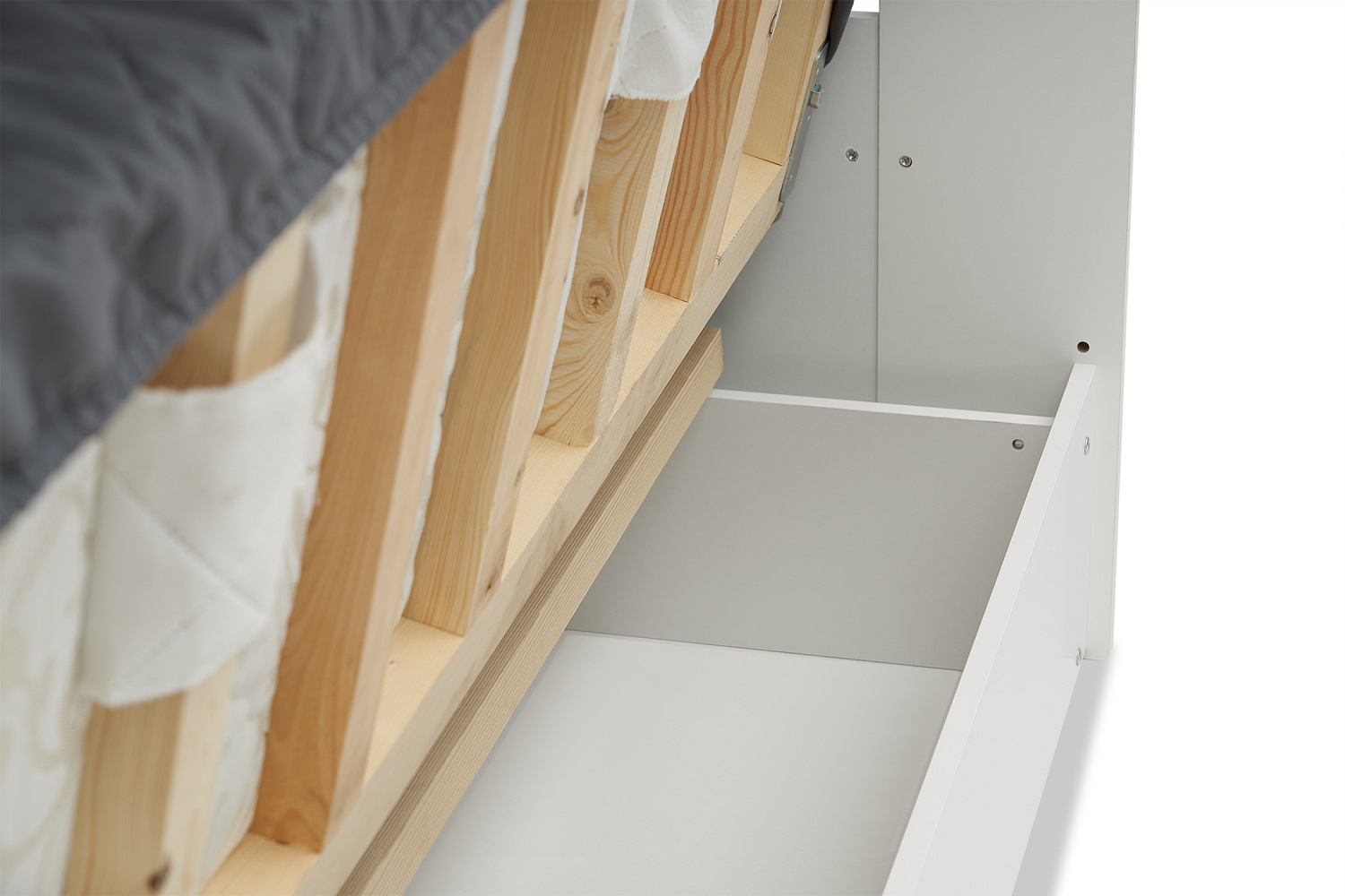 Двухъярусная кровать с диван-кроватью темно-серый / белый