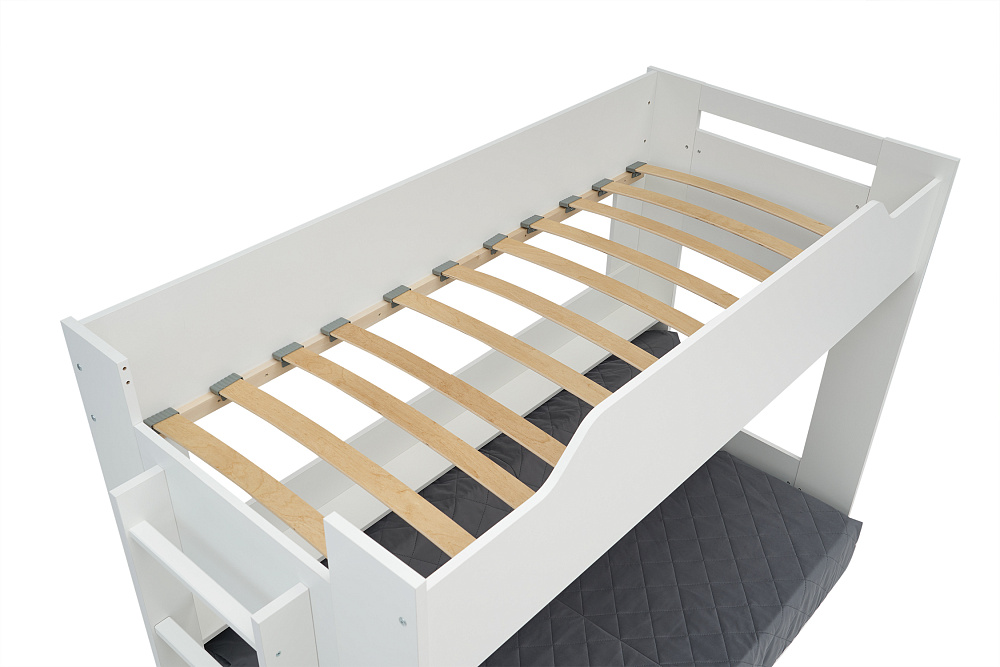 Двухъярусная кровать с диван-кроватью темно-серый / белый