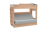 Двухъярусная кровать с диван-кроватью серый / дуб сонома