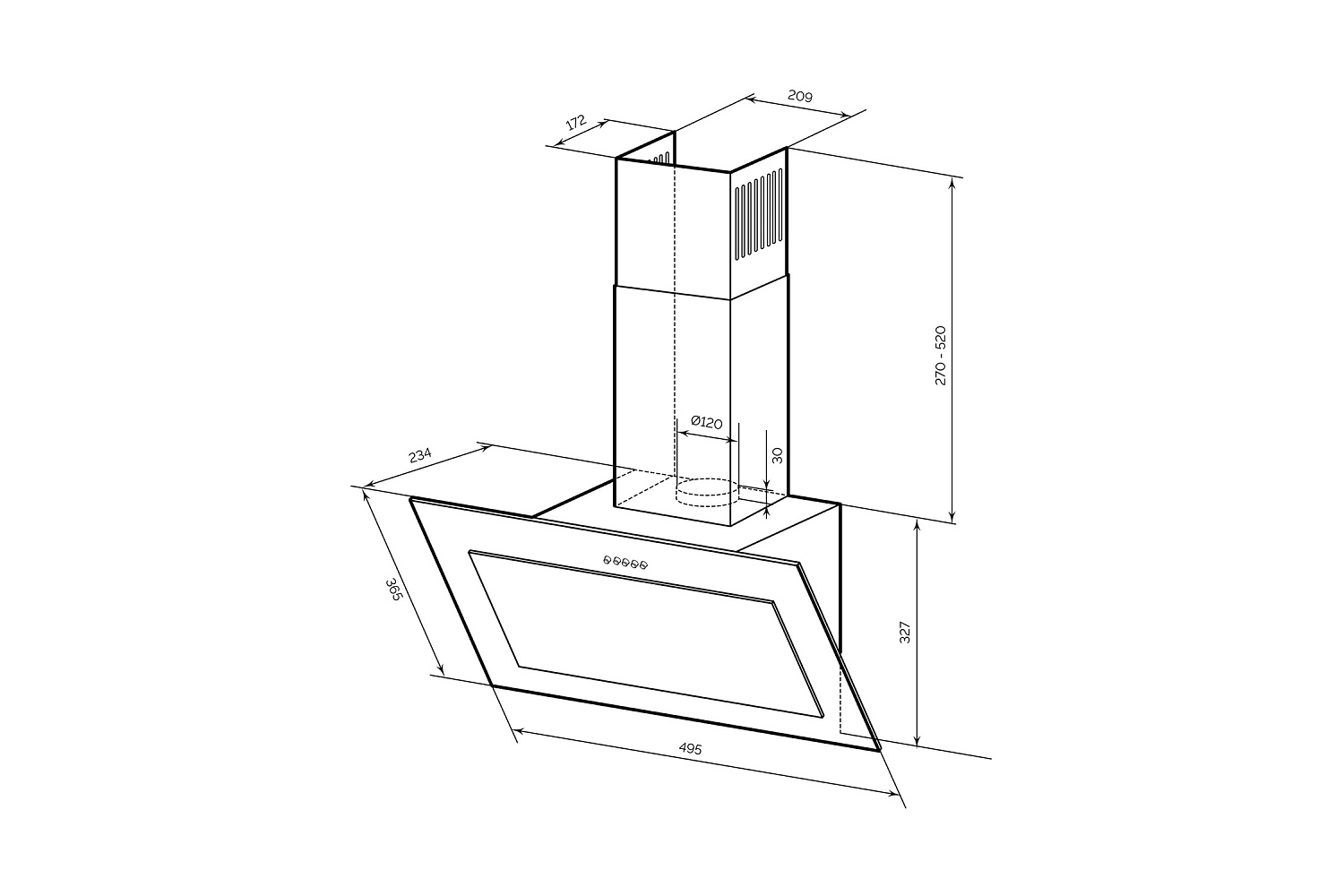 Наклонная вытяжка LEX MIO 500 BLACK